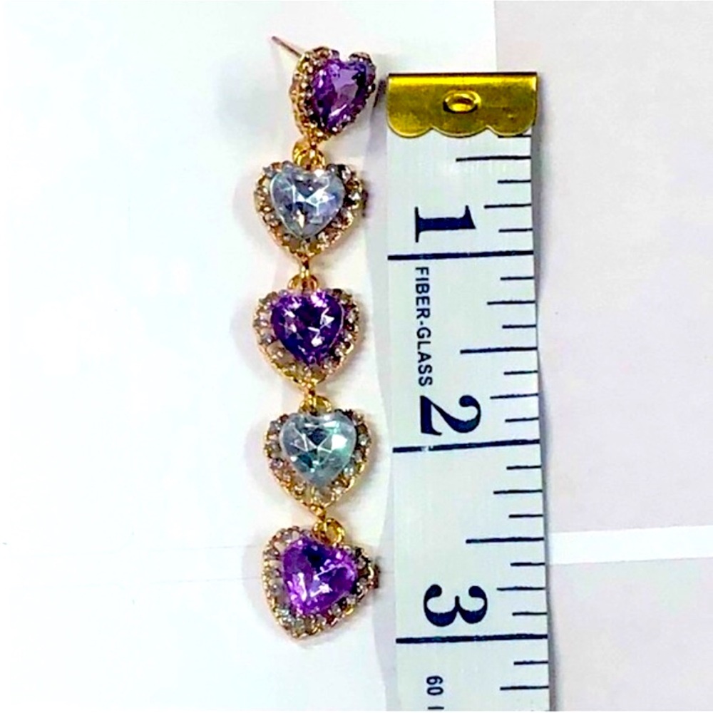 UNBRANDED RHINESTONE CRYSTAL Iridescent HEART Earrings - Picture 3 of 7